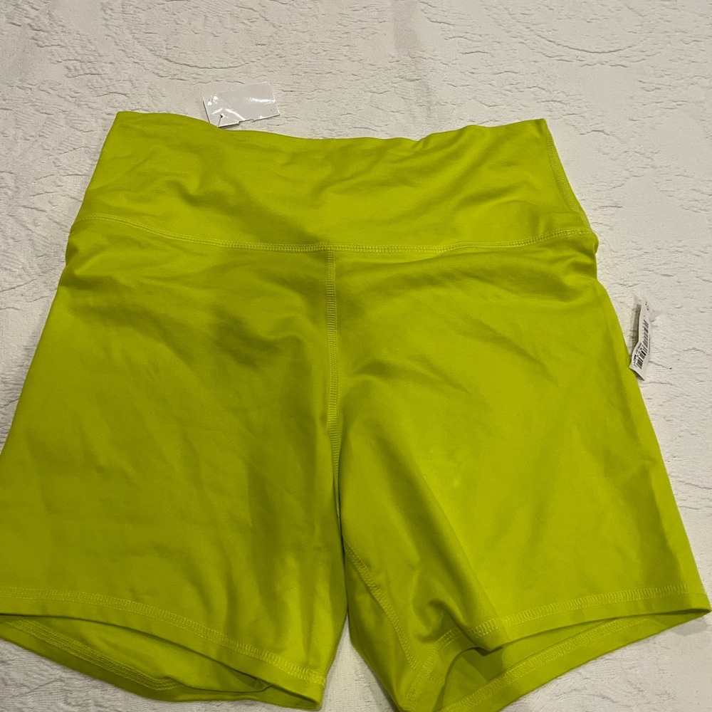 Vibrant Green Athletic Shorts with Stretchy High Waistband